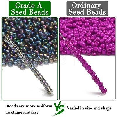 12/0 FGB Grade A Rainbow Transparent Mini Glass Seed Beads X-SEED-Q010-F556-1