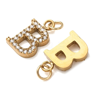 304 Stainless Steel with Crystal Rhinestone Charms RB-CBA5270-11G-B-1