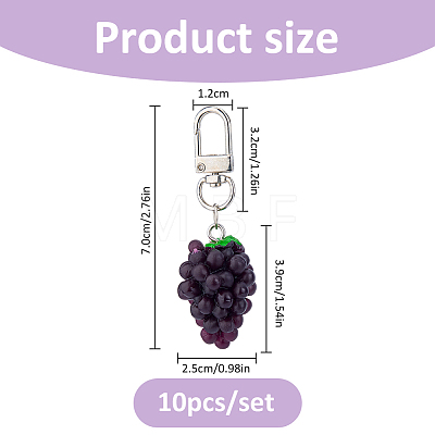 10Pcs Resin Grape Pendant Decorations KEYC-FH0001-82-1