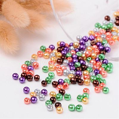 Halloween Mix Pearlized Glass Pearl Beads HY-X006-4mm-07-1