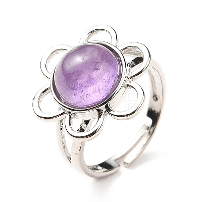 Natural Amethyst Adjustable Rings RJEW-P043-01P-16-1