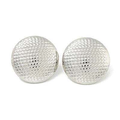 Non-Tarnish Flat Round 304 Stainless Steel Stud Earrings for Women EJEW-G400-34P-1