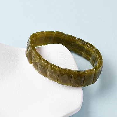 Rectangle Natural Lemon Jade Beads Stretch Bracelets for Women Men BJEW-Z149-01H-1