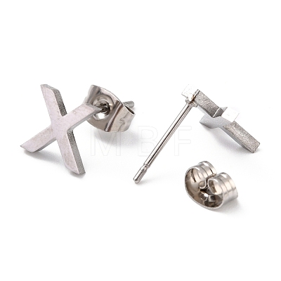 304 Stainless Steel Greek Alphabet Stud Earrings STAS-D007-07P-01-1