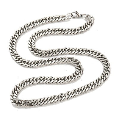 201 Stainless Steel Curb Chain Necklaces NJEW-Q336-06A-P-1