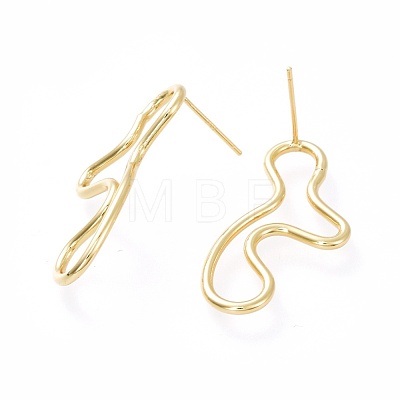 Brass Stud Earrings EJEW-L234-40G-1