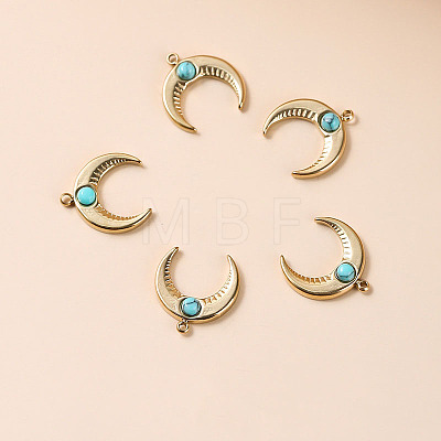 Bohemia Style Synthetic Turquoise Moon Charms BOHO-PW0001-060A-01-1