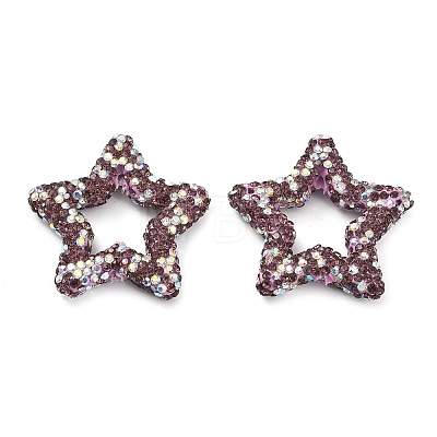 Star Shape Polymer Clay Rhinestone Beads CLAY-NH0001-06F-1