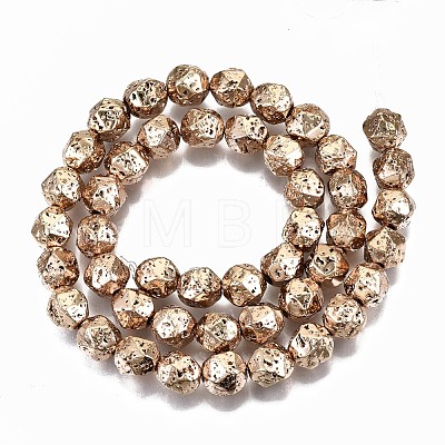 Electroplated Natural Lava Rock Bead Strands G-T131-39LG-1