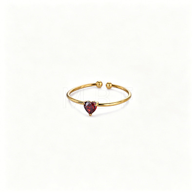 Adjustable Birthstone 304 Stainless Steel Micro Pave Cubic Zirconia Cuff Open Rings WGB2F1D-01-1