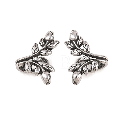 Leaf 316 Stainless Steel Non- Piercing Cartilage Earrings AJEW-C044-09AS-1