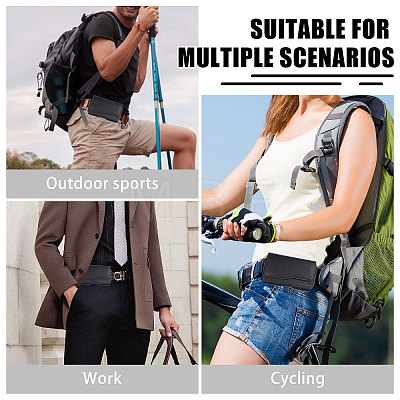 Rectangle Cowhide Mobile Phone Waist Belt Pouches AJEW-WH0596-952-1