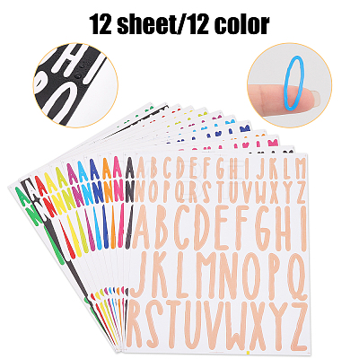 Globleland 12 Sheets 12 Styles PVC Alphabet Mailbox Decorative Stickers STIC-GL0001-04-1