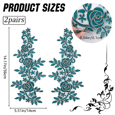 Flower Polyester Embroidery Lace Appliques DIY-WH20011-03B-1