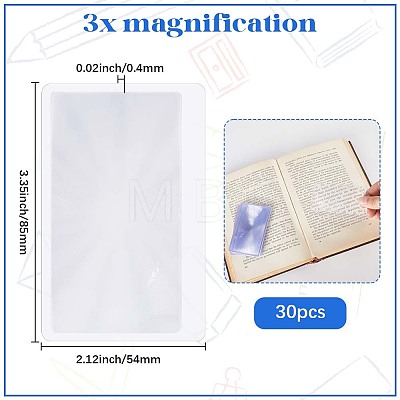 30Pcs Ultra Thin PVC Magnifying Lenses Bookmark AJEW-SP0002-34-1