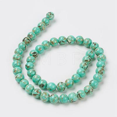 Sea Shell and Synthetic Turquoise Assembled Beads Strands G-G758-07-10mm-1