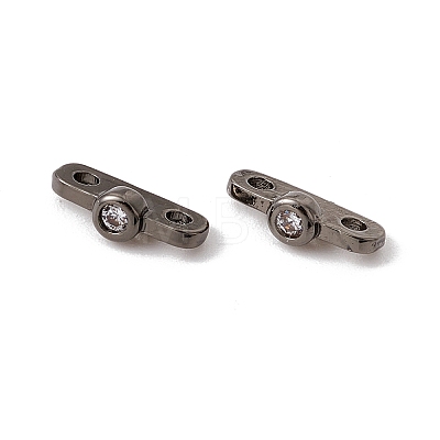 Rack Plating Brass Pave Clear Cubic Zirconia Connector Charms LS-KK-G433-04B-1