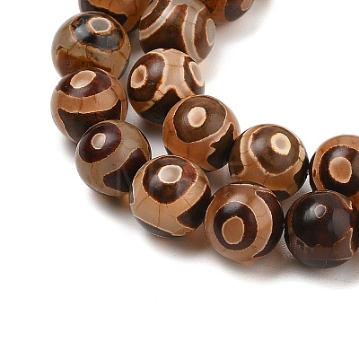 Natural Tibetan 3-Eye dZi Agate Beads Strands G-A240-A03-02-1