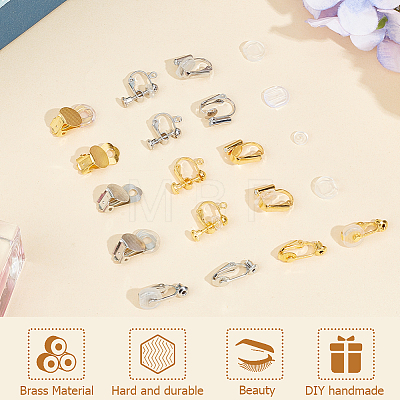 SOFPLATE 32Pcs 8 Style Brass Clip-on Earring Findings KK-SP0001-27-1