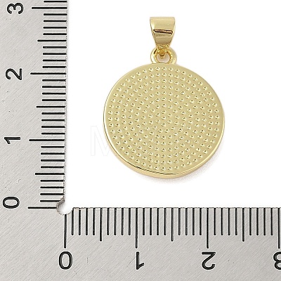 Flat Round Real 18K Gold Plated Rack Plating Brass Pendants X-KK-Z074-19G-02-1