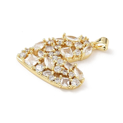 Brass Micro Pave Clear Cubic Zirconia Pendants KK-B141-03G-02-1