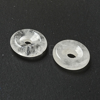 Natural Quartz Crystal Rock Crystal Donut/Pi Disc Charms G-G142-01W-1