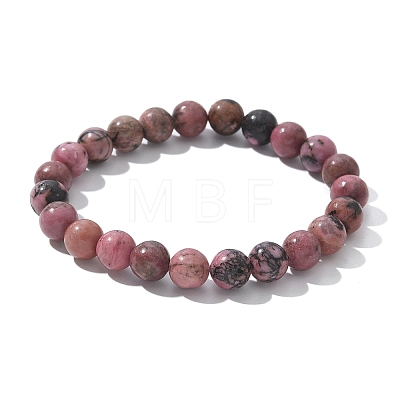 Natural Rhodonite Beads Stretch Bracelets X-BJEW-F380-01-B16-1