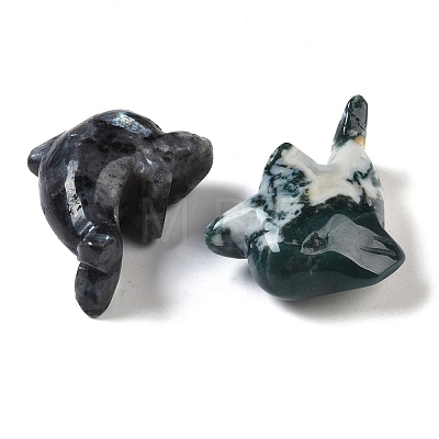 Natural Mixed Gemstone Carved Dolphin Figurines DJEW-M015-09-1