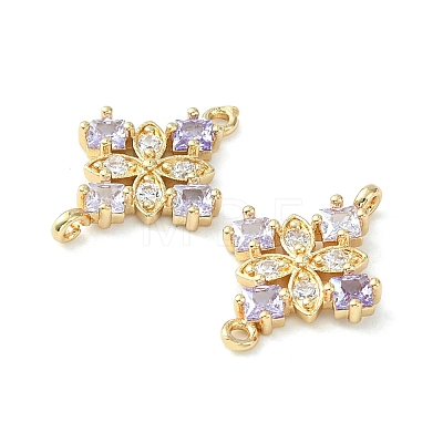 Brass Pave Cubic Zirconia Connector Charms KK-G462-45KCG-05-1