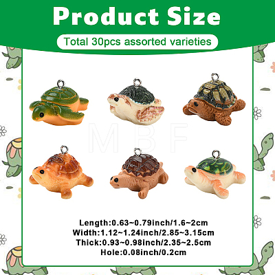 30Pcs 6 Colors Opaque Resin Pendants RESI-YW0006-40-1