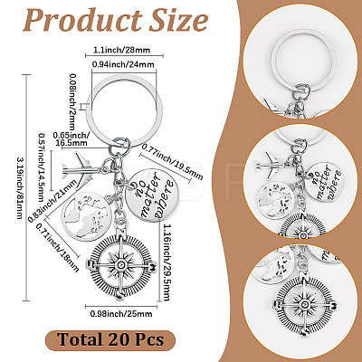 20Pcs Travel Theme Alloy Keychain KEYC-SC00022-1