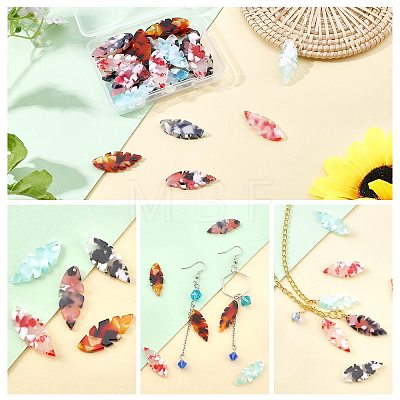   30Pcs 5 Colors Cellulose Acetate(Resin) Pendants KY-PH0001-35-1