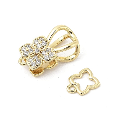 Brass Micro Pave Clear Cubic Zirconia Interlocking Clasps KK-U059-16G-1