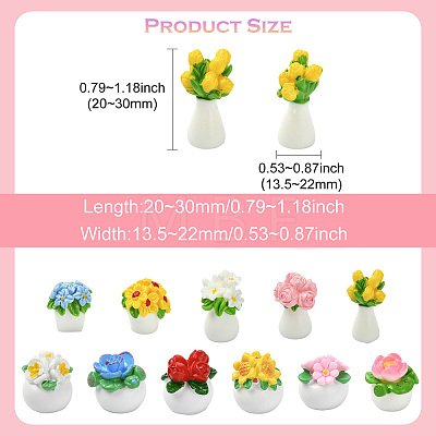 22 Pcs 11 Styles Resin Flower Ornaments DJEW-CJ0001-24-1