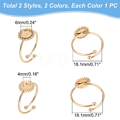 Unicraftale 4Pcs 4 Style 304 Stainless Steel Open Cuff Ring Findings STAS-UN0038-05-1