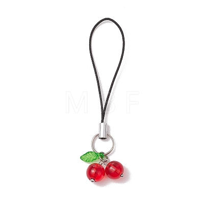 Cherry Glass & Acrylic Mobile Straps HJEW-JM02934-1