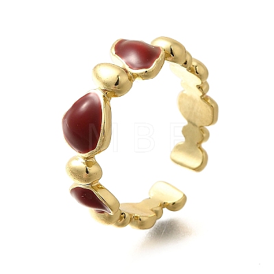 Brass Enamel Cuff Rings for Women RJEW-U040-01G-02-1