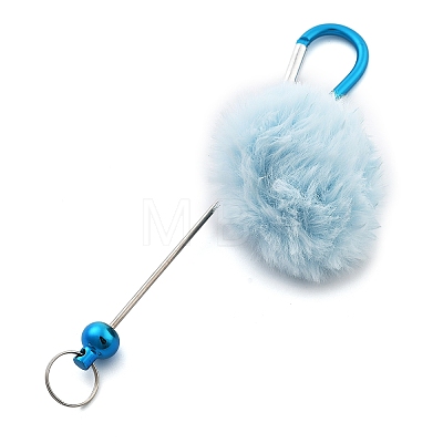 Aluminum Alloy Pom Pom Ball Beadable Keychain Bar HJEW-Q001-01F-1