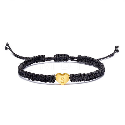 Alloy Heart with Letter Pattern Bead Braided Bead Bracelets FS-WGEB992-19-1
