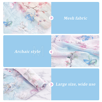 Flower Pattern Polyester Fabric DIY-WH0453-36A-1