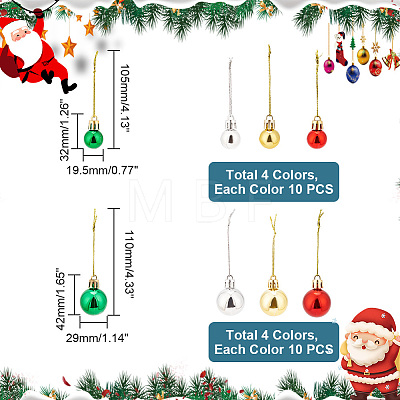 80Pcs 8 Style Christmas Ball Plastic Hanging Ornament AJEW-GA0006-02-1