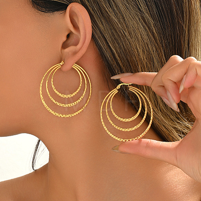 Stainless Steel Triple Hoop Earrings ZM0162-1