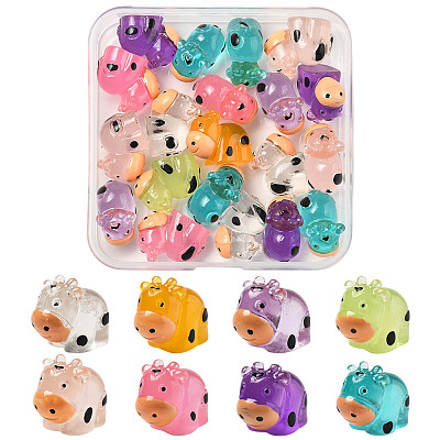 20Pcs Translucent Resin Cute Cow Ornament RESI-FS0002-11-1