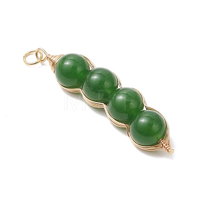 2Pcs 2 Styles Natural Dyed Taiwan Jade Copper Wire Wrapped Pendants PALLOY-JF05057-1