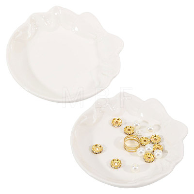 2Pcs Bowknot Porcelain Jewelry Storage Display Trays for Rings AJEW-GL0003-48B-1