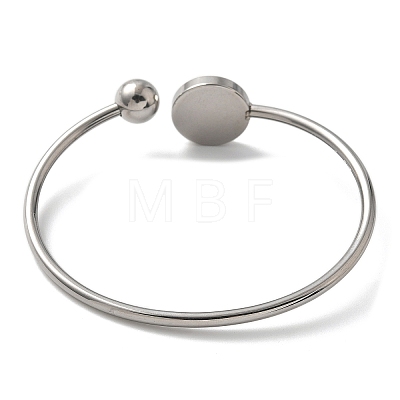 304 Stainless Steel Cuff Blank Bangle Bases with Round Tray STAS-Z088-04A-P-1