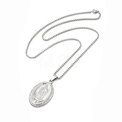 Non-Tarnish Stainless Steel Virgin Mary Pendant Necklace with Box Chains for Women LS-NJEW-E066-01P-1