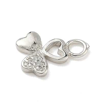 Brass Micro Pave Clear Cubic Zirconia Charms KK-H528-06A-P-1