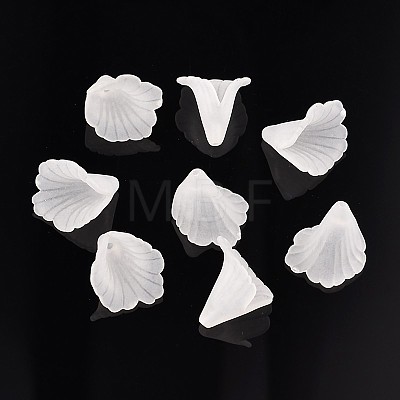 Transparent Frosted Acrylic Flower Beads X-PL551-1