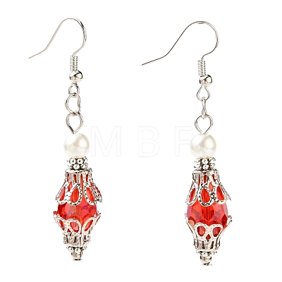 Glass Beads Dangle Earrings EJEW-JE02175-1